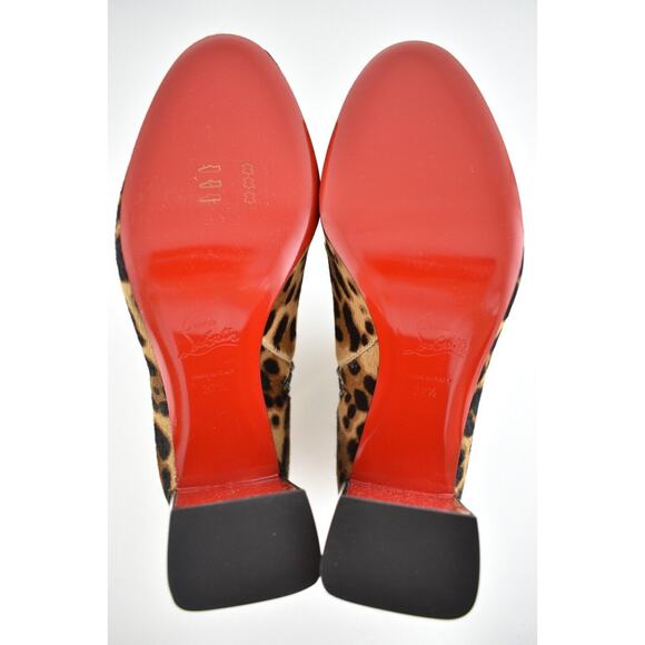 Christian Louboutin Castarika 85 Pony Leopard Black Ankle Block Heel Bootie 37.5 - Picture 11 of 11